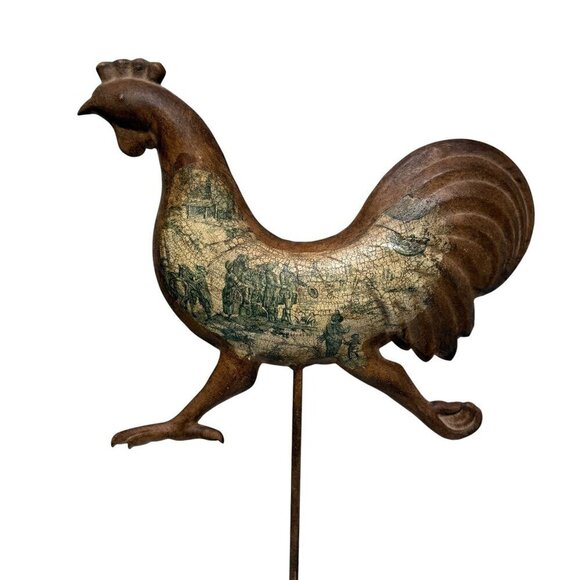 Rustic Rooster Decor XLarge 23"  French Country Metal Toile Kitchen Weathervane - Picture 3 of 13